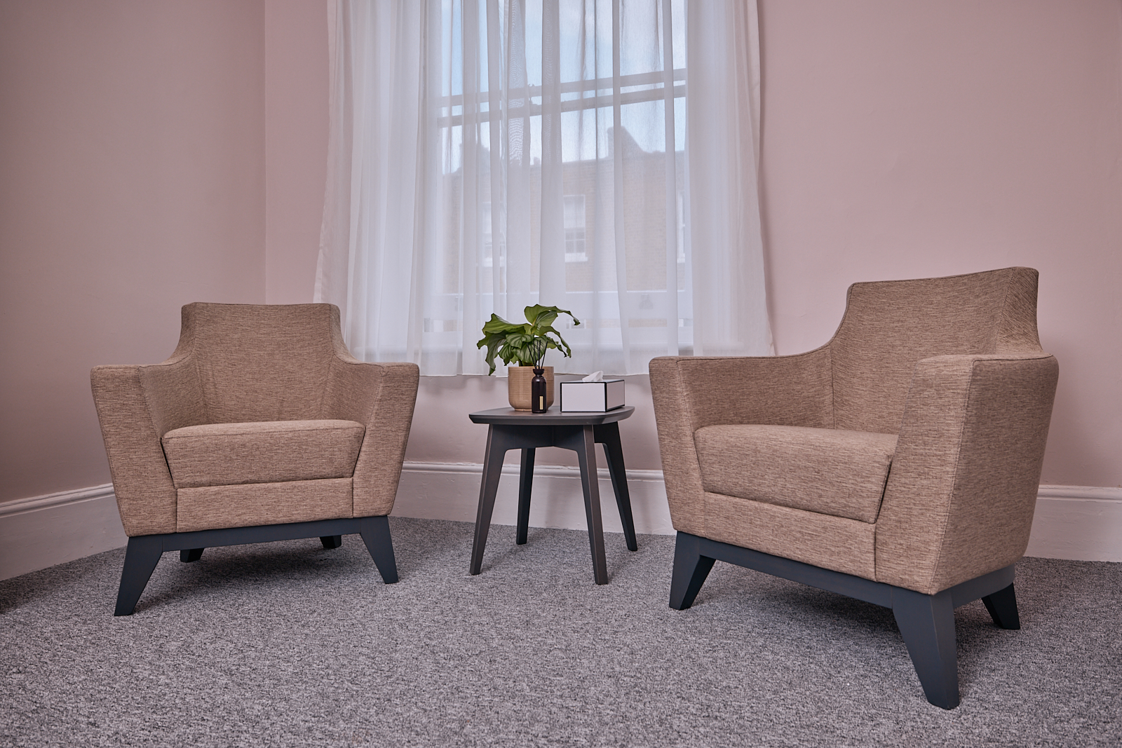 Individual chairs in a therapy room