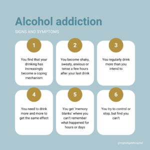 Signs and symptoms of alcohol addiction