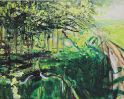 “For me, walking in the landscape can generate a feeling of wellbeing through a deeper aesthetic experience of nature that brings awareness to sensory detail and arising imagination. After the walk has finished, this can re-emerge and be expressed through my action of painting. This experience goes beyond visual perception and verbal description alone; to the tacit and ineffable including feeling a ‘gesture’ of the walk, (For example, what is still ‘felt,’ or ‘held’ in the body from being in the landscape.) Through the painting process, I am more able to fully express and articulate an embodied recollection of the original walk. I find this can rekindle the feeling of wellbeing experienced in a natural environment. Reviewing this work can also echo this effect."
-Midsummer Ridgeway Painting.
(Near White Horse Hill, Uffington, Oxfordshire)
Submitted by Dr Helena Fox, Consultant psychiatrist